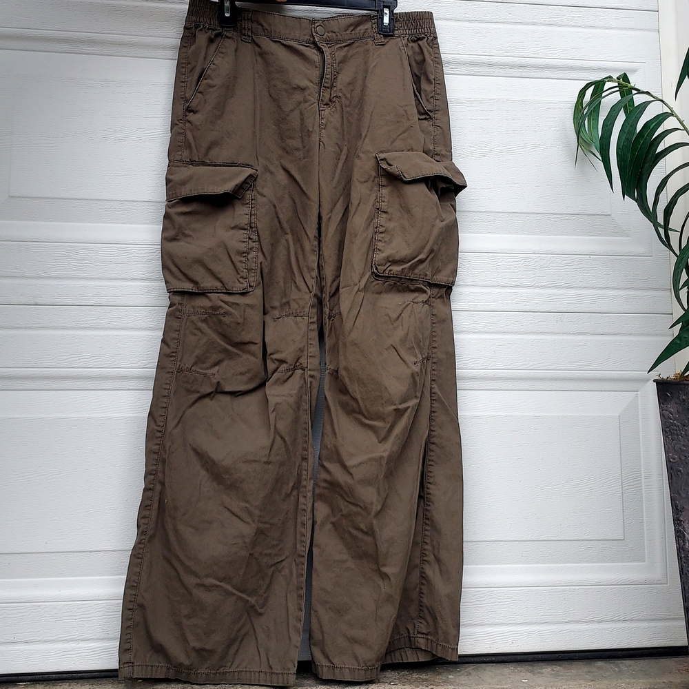 H&M Women's Brown Wide Leg Cargo Jeans